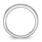 14K White Gold Blue Diamond Band - 7